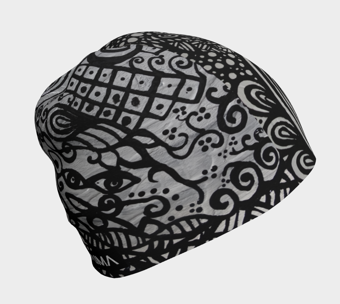 Tuque #3 Sirène Mosaïque, gris et noir