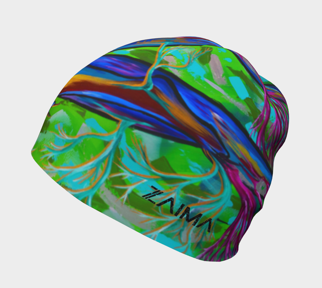 Tuque #8 Nature verte, bleu et fushia