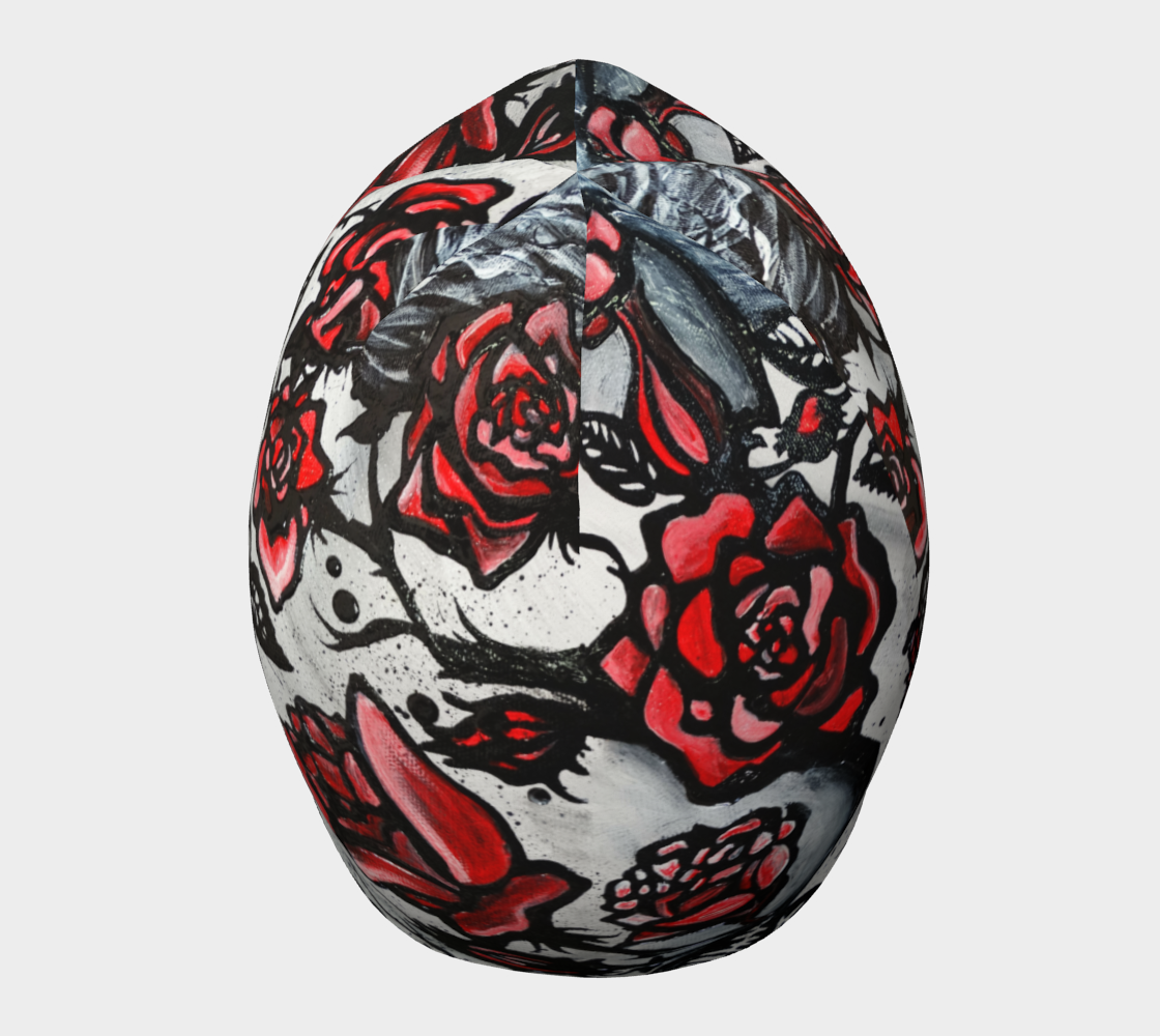 Tuque #2.1 L'envoutement des roses, rouge et gris