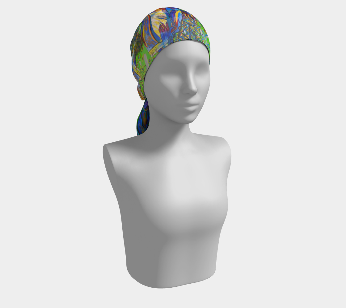 Foulard # 8 Nature verte, bleu et fushia