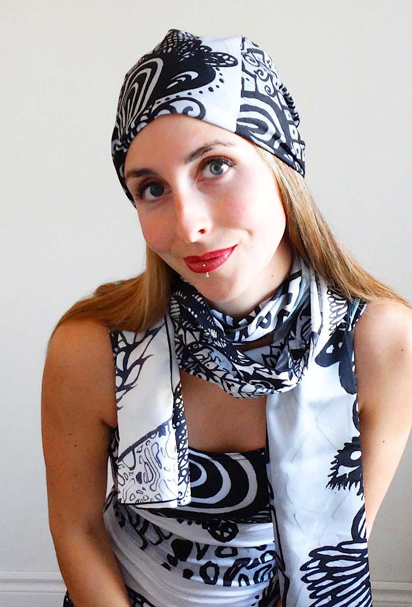 Foulard #2 Sirène Mosaïque noir et blanche