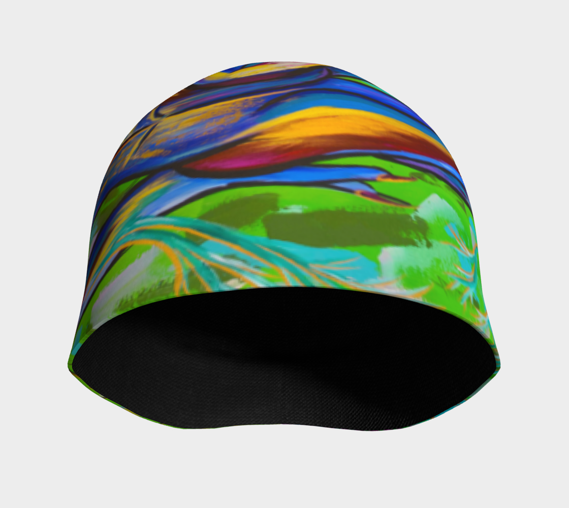 Tuque #8 Nature verte, bleu et fushia