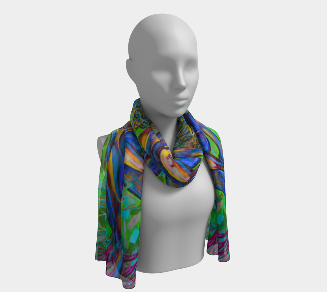 Foulard # 8 Nature verte, bleu et fushia