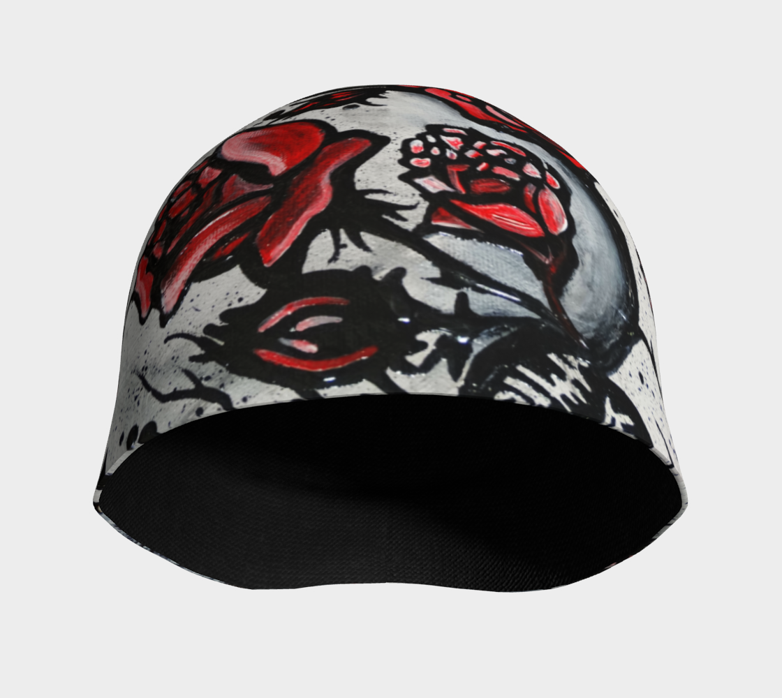 Tuque #2.1 L'envoutement des roses, rouge et gris