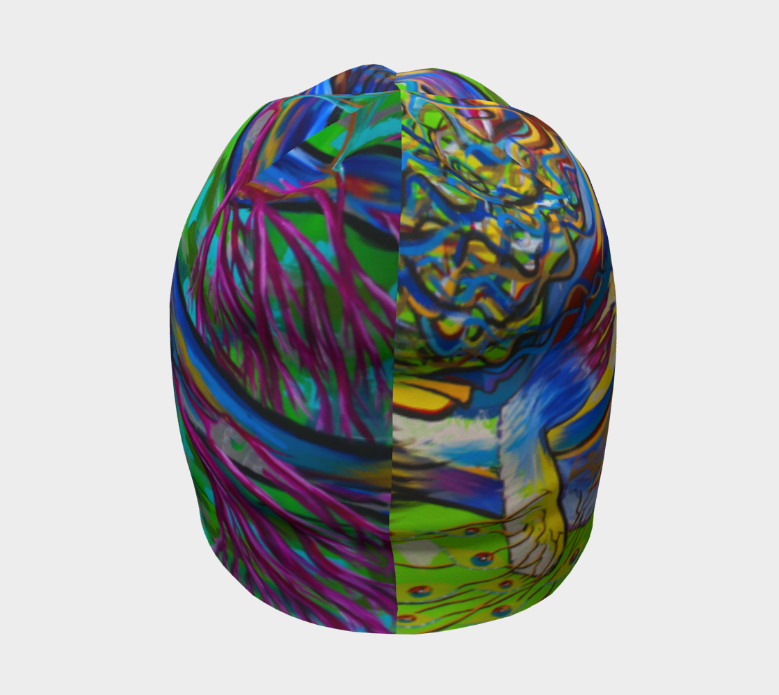 Tuque #8 Nature verte, bleu et fushia