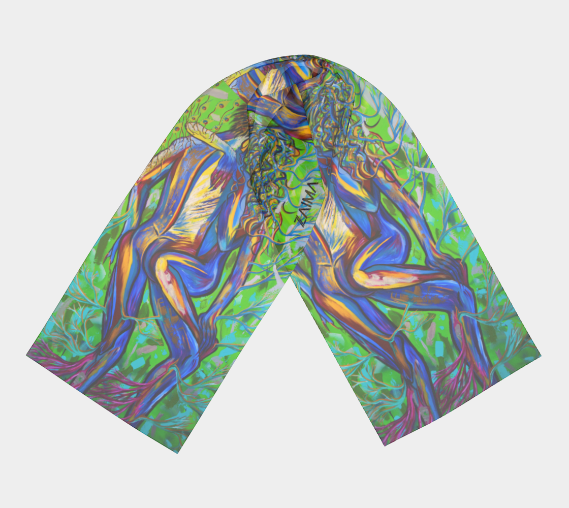 Foulard # 8 Nature verte, bleu et fushia
