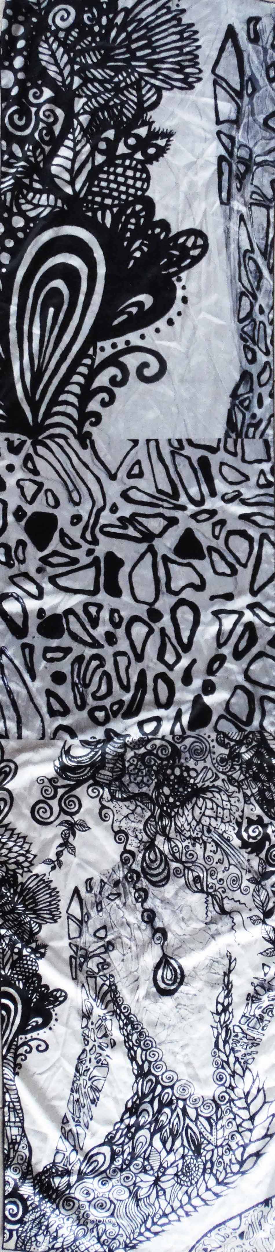 Foulard #2 Sirène Mosaïque noir et blanche