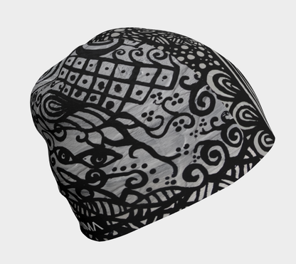Tuque #3 Sirène Mosaïque, gris et noir
