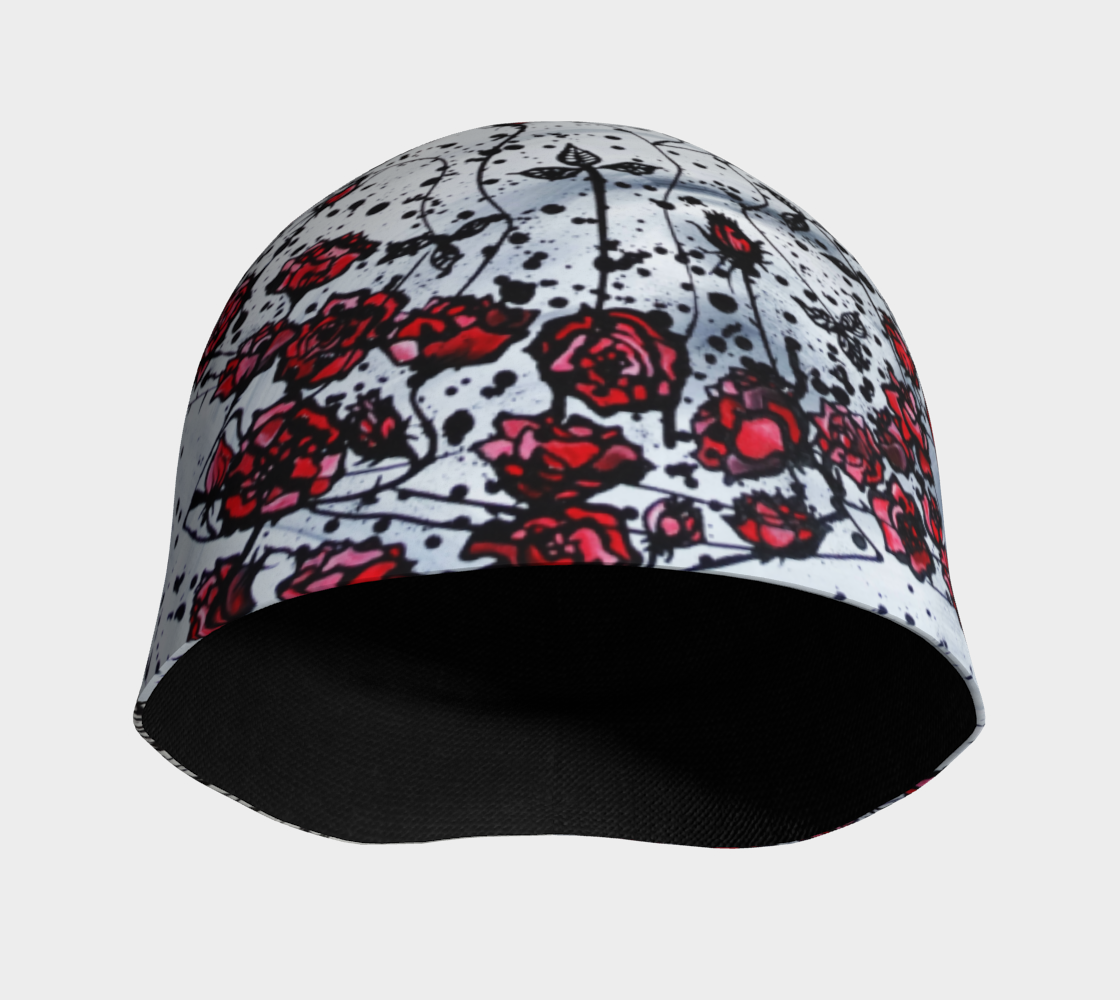 Tuque #2 L'envoutement des roses, blanc et rouge