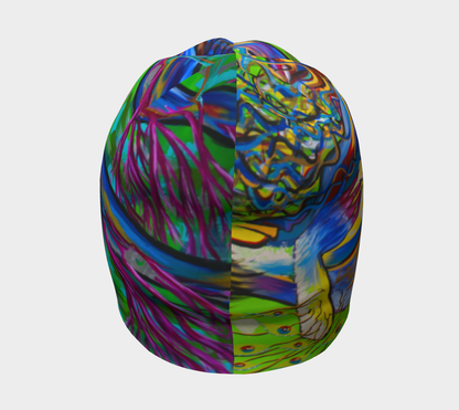 Tuque #8 Nature verte, bleu et fushia