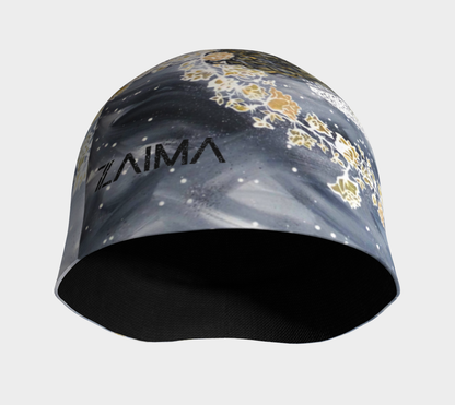 Tuque #6 Nouvelle lune grise, noire et or